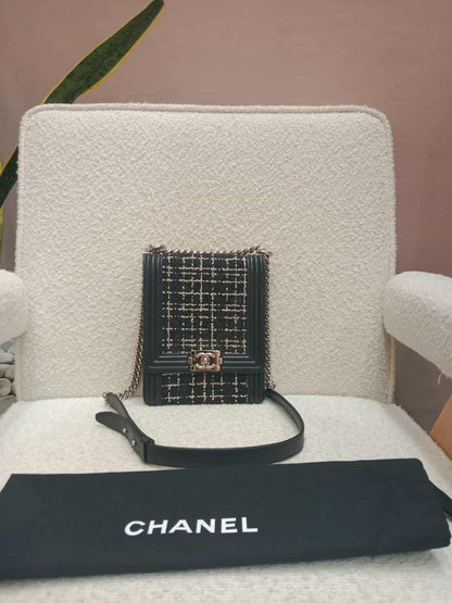 Chanel North South Boy Flap Bag Tweed/Lambskin Series 27