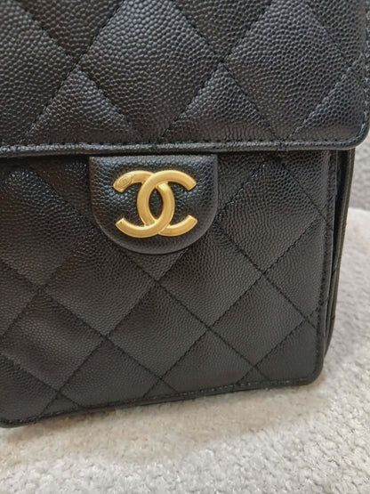 Chanel 25 Black Caviar Microchipped Fullset