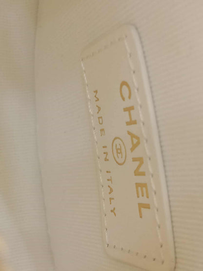 Chanel Tweed Quilted Round Filigree Pouch with Chain Black/White Microchipped