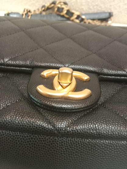 Chanel Seasonal Flap Caviar Black Microchipped