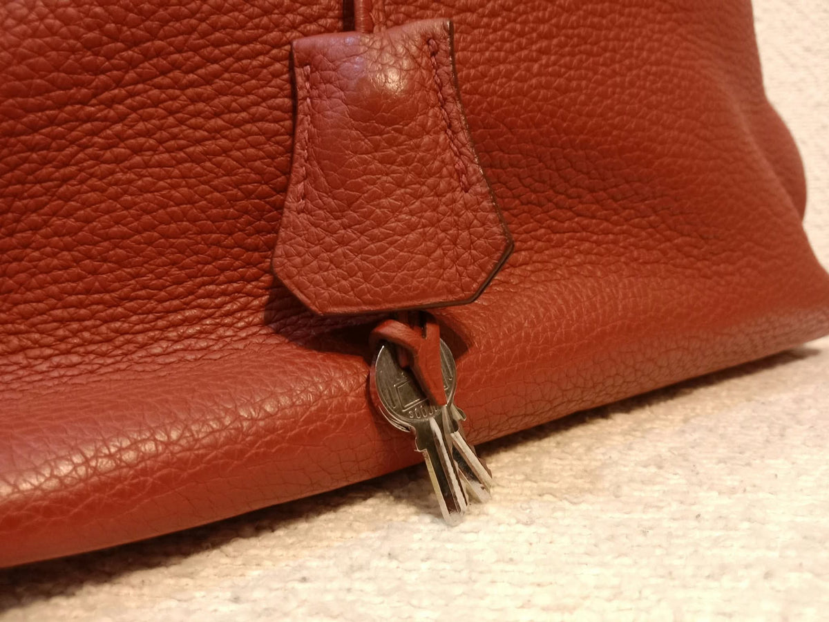 Hermes Bolide 31 Orange Clemence Stamp H Square 2004