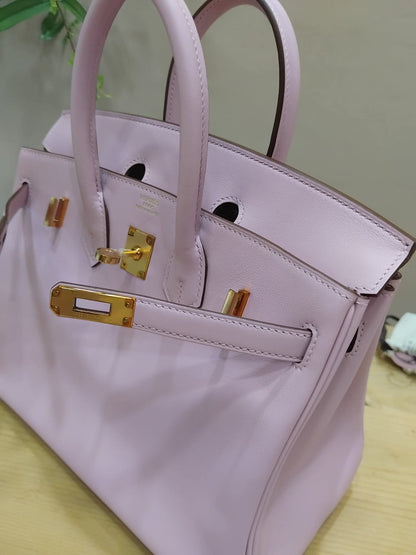 Hermes Birkin 25 Mauve Sylvestre Swift Rose Gold Hardware Stamp W 2024