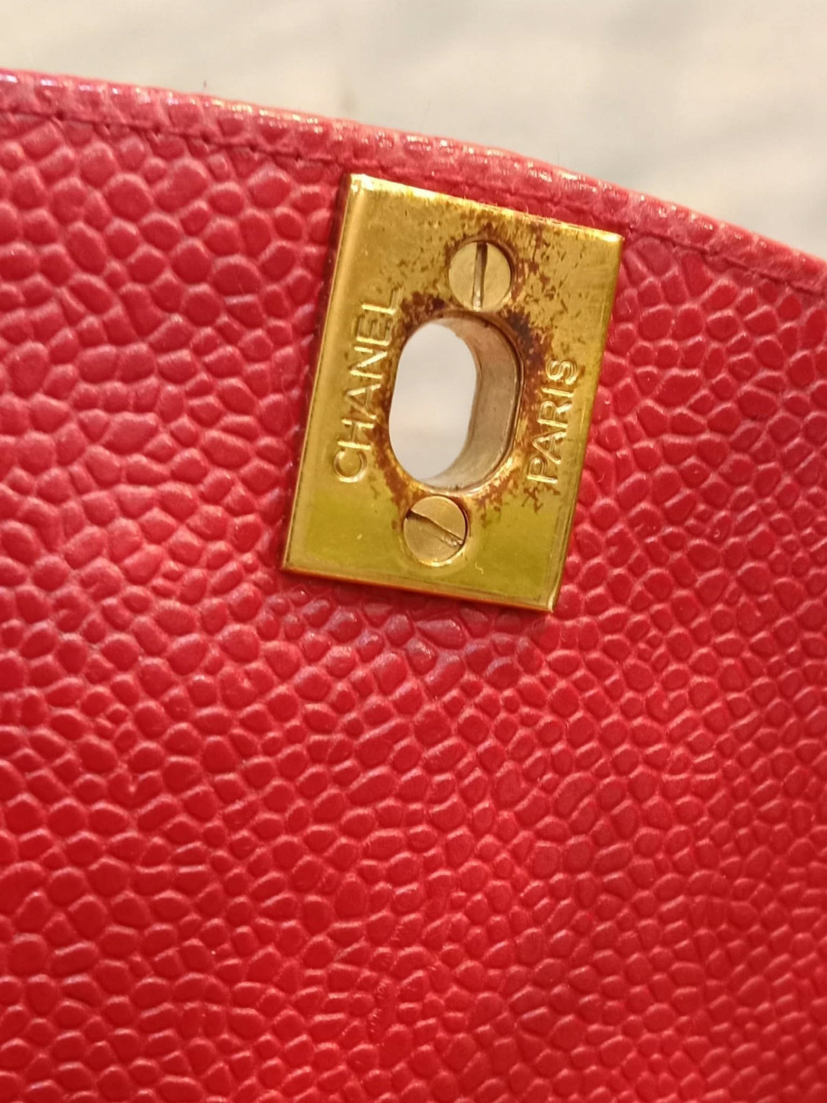 Chanel Diana Quilted Caviar Leather Red Series 2