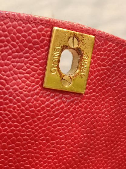 Chanel Diana Quilted Caviar Leather Red Series 2