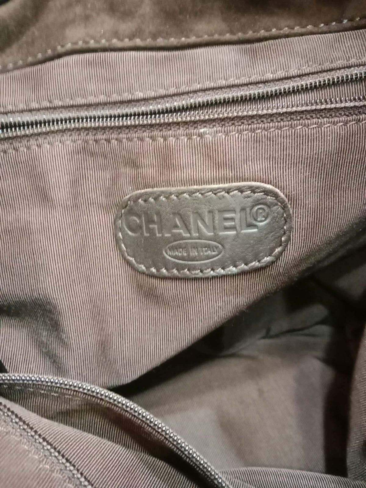 Chanel Vintage Karl Lagerfeld Dark Brown Suede Backpack featuring stitched CC Logo Flap Series 5