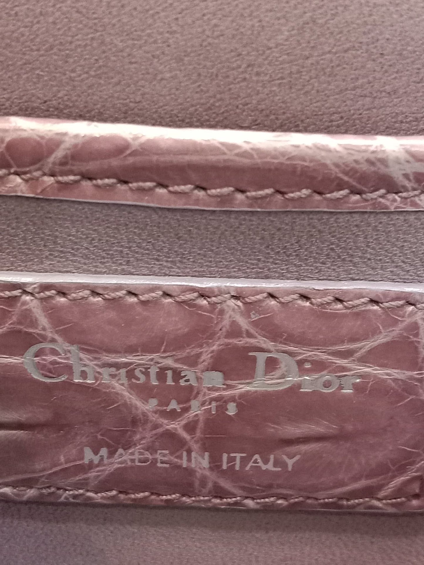 Dior Crocodile Embossed Mauve Clutch