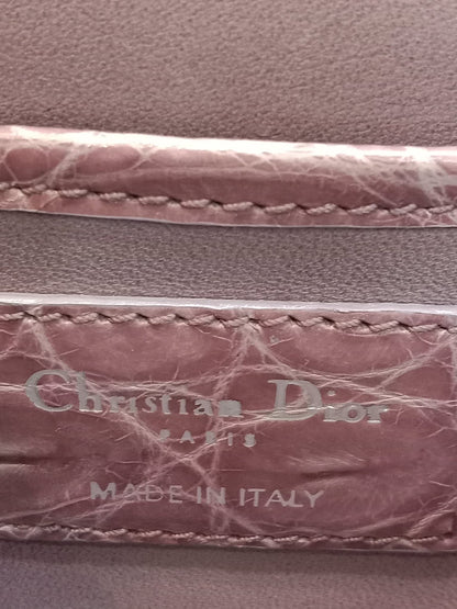 Dior Crocodile Embossed Mauve Clutch