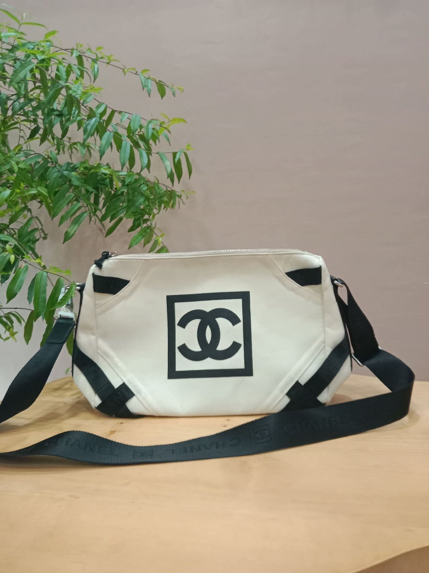 Chanel Sport Line Bag with Interlocking CC Logo Canvas Black/White