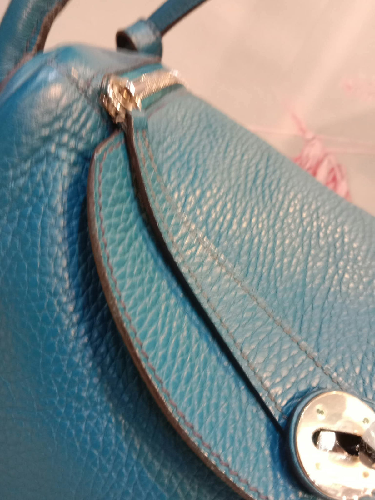 Hermes Lindy 30 Clemence Bleu Izmir Stamp R 2014