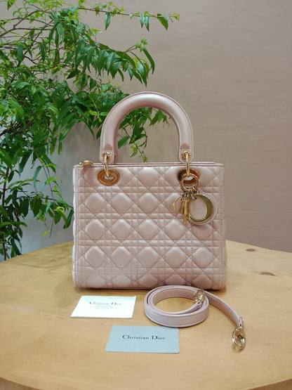 Christian Dior Cannage Lady Dior Powder Pink Medium