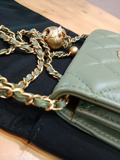 Chanel Pearl Crush Mini Quilted Lambskin Flap Bag Matcha Series 31