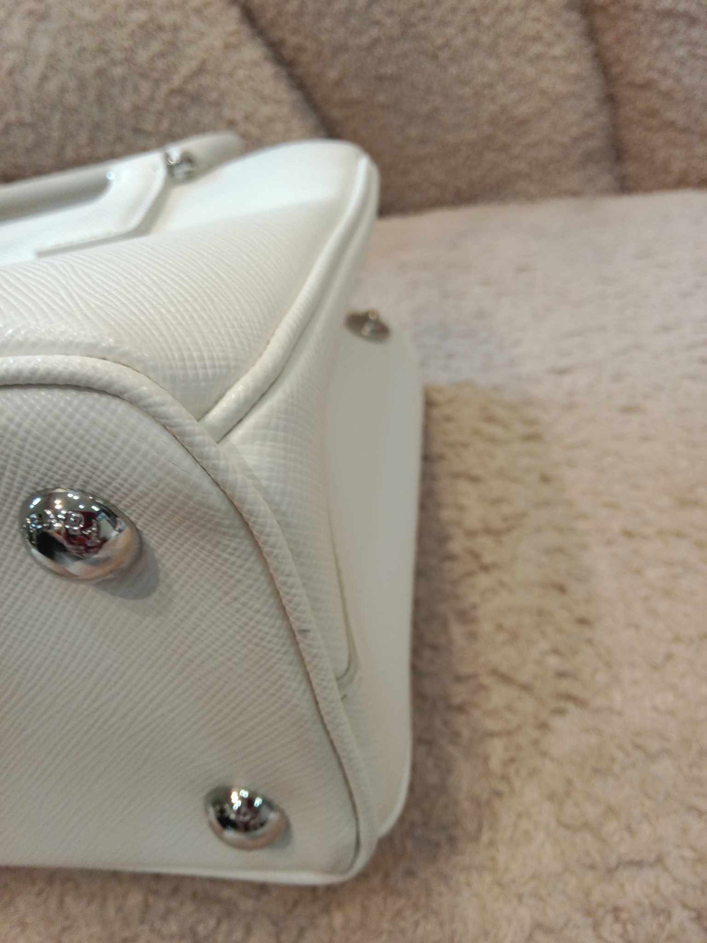 Prada Saffiano White Mini Galleria Tote