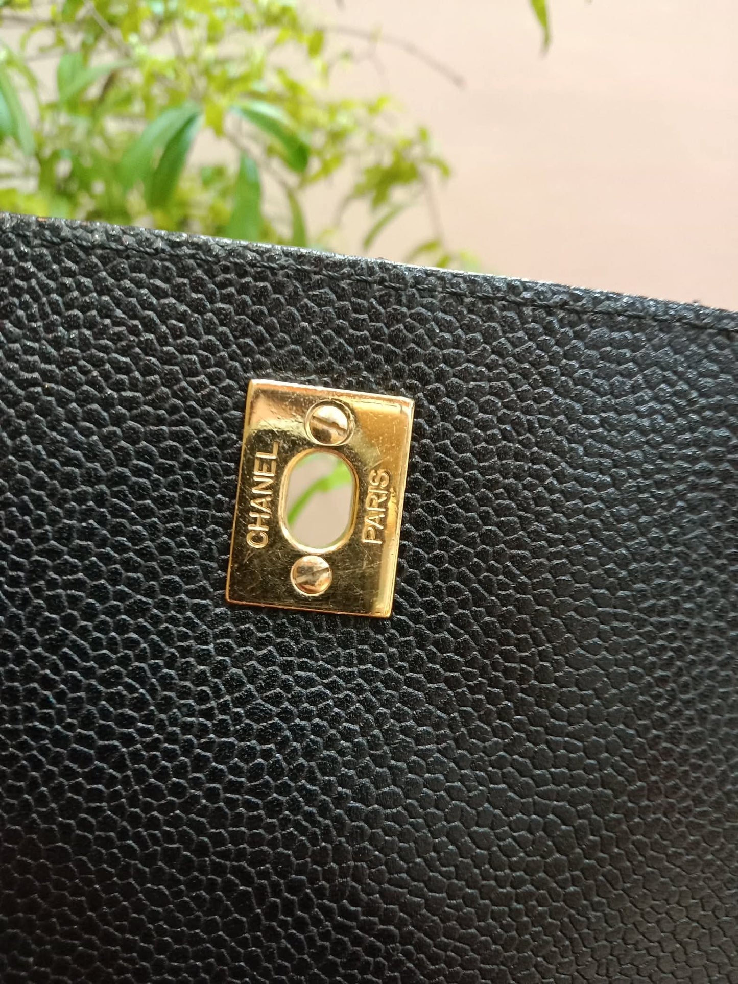 Chanel Vintage Caviar Kelly Flap Tophandle Black Series 7