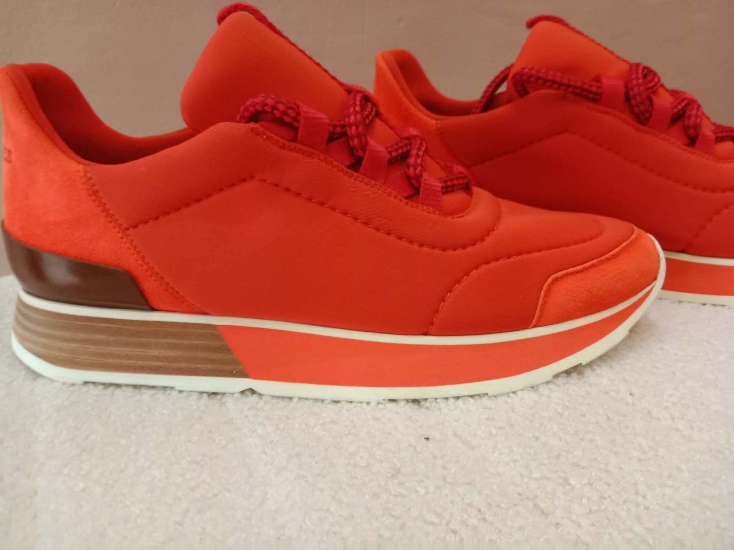 Hermes Miles Neoprene/Suede Sneakers Red Size 38