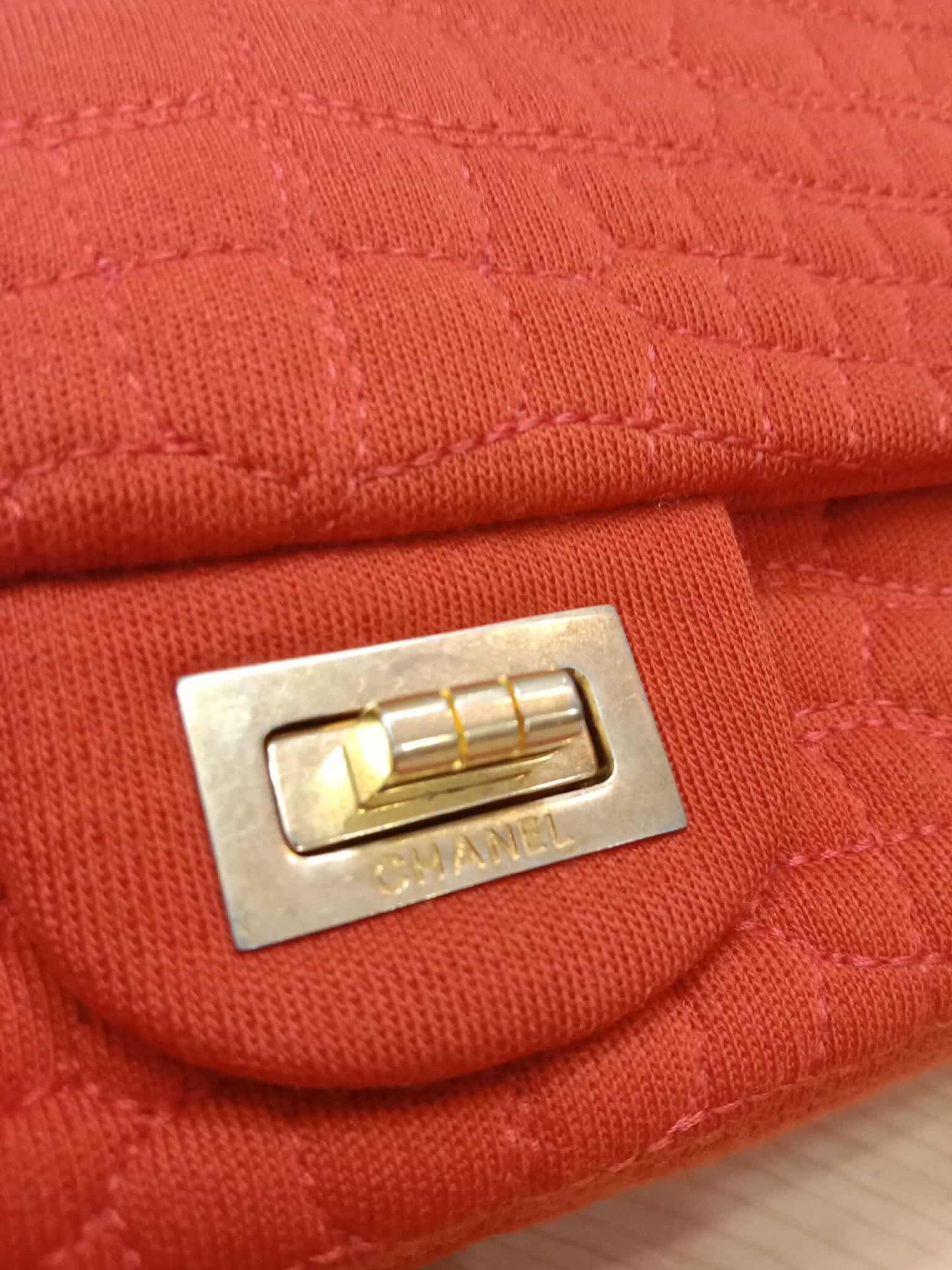 Chanel 2.55 Reissue Double Flap in Coral Jersey Fabric Series 11
