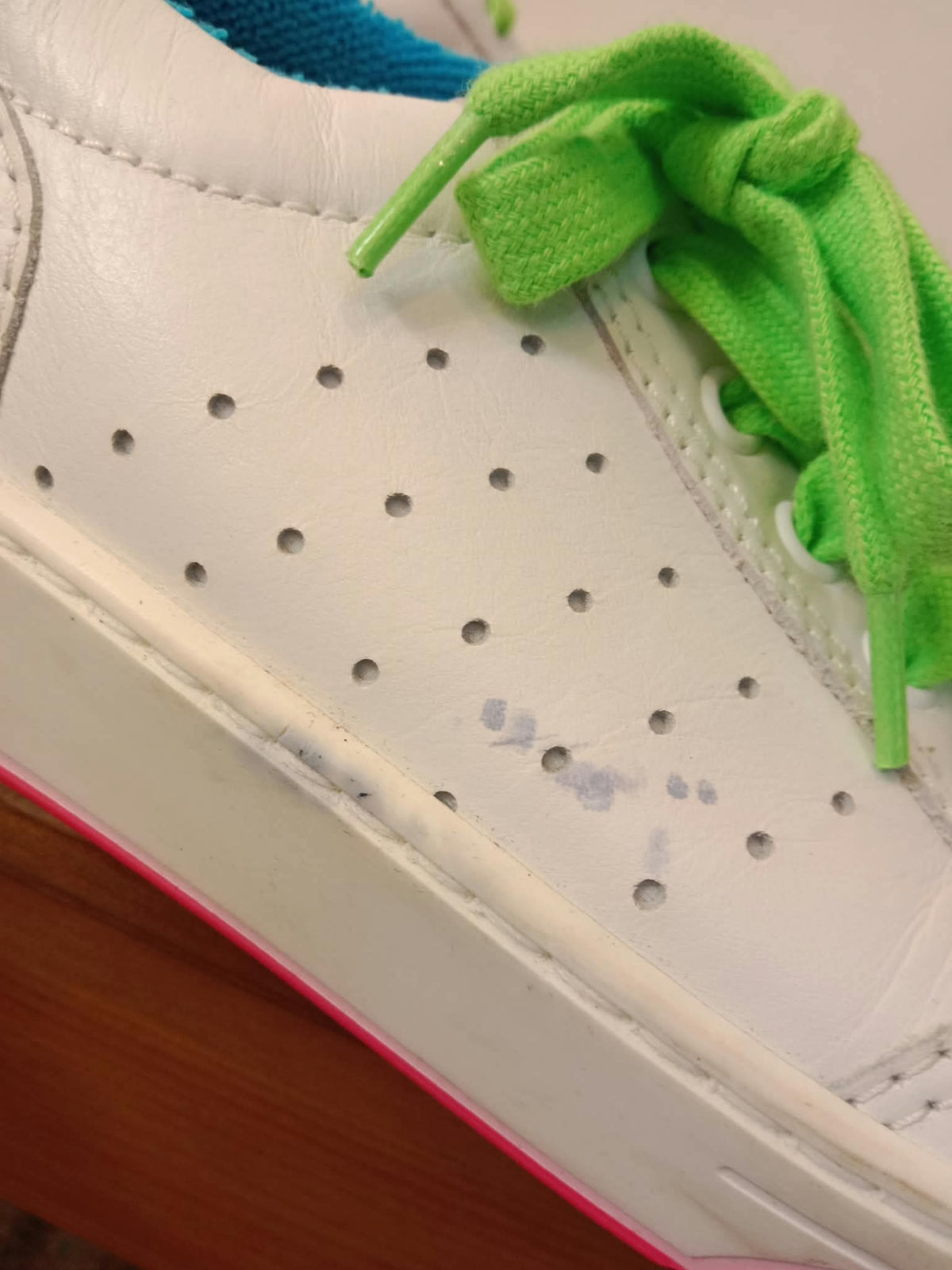 Chanel White Leather CC Lace-Up Sneakers Neon Multicolor Size 37