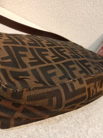 Fendi Zucca Baguette Canvas Shoulder Bag Brown