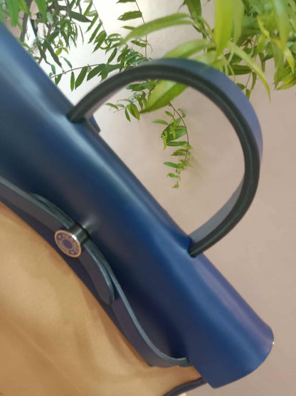 Hermes Herbag Ado Zip Backpack Canvas Bicolor Tan/Blue Stamp U 2022