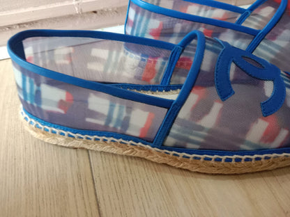 Chanel CC Espadrille Flats Blue Size 37
