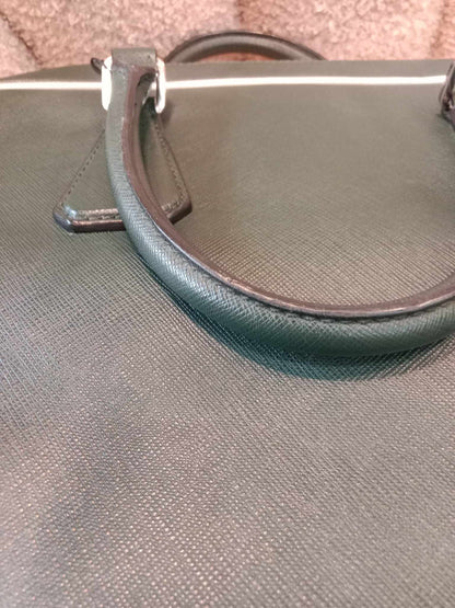 Prada Dark Green Leather Classic Laptop Bag