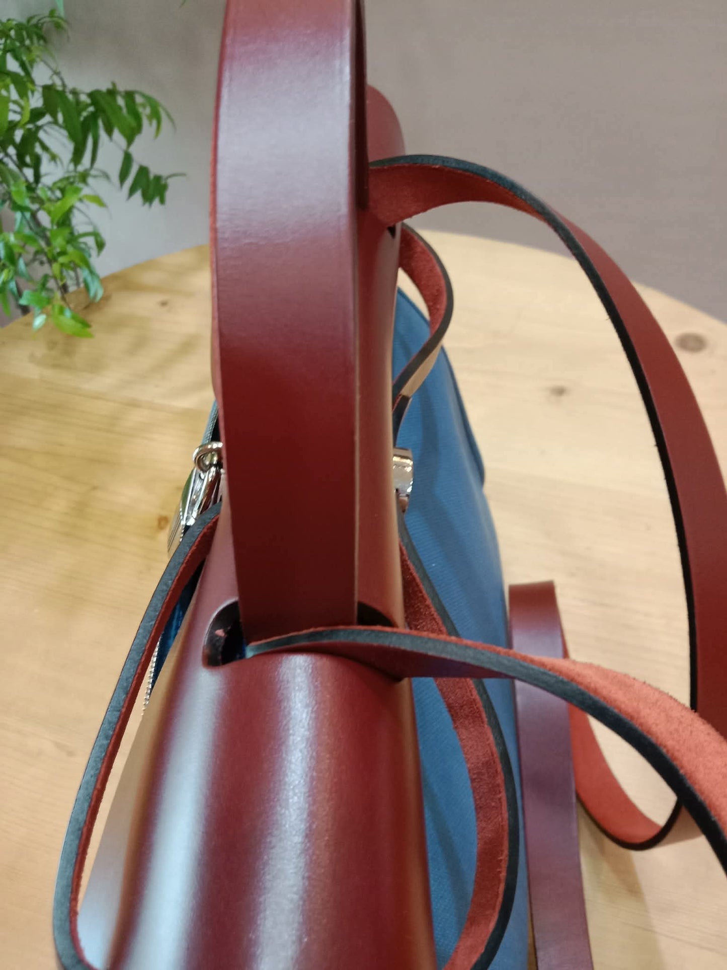 Hermes Herbag Zip 31 Bicolor Blue/Red Canvas & Leather Stamp X 2016
