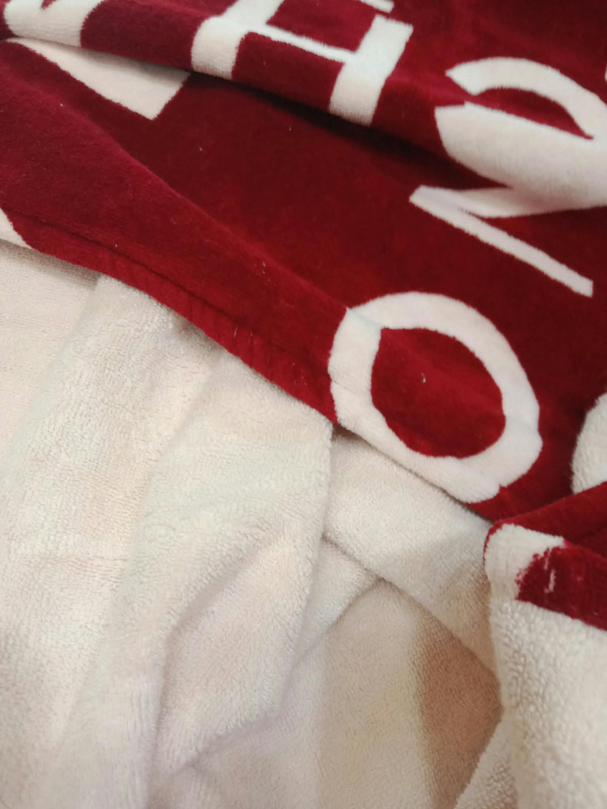 Chanel By Sea Line Cotton Blanket featuring Large printed Leather