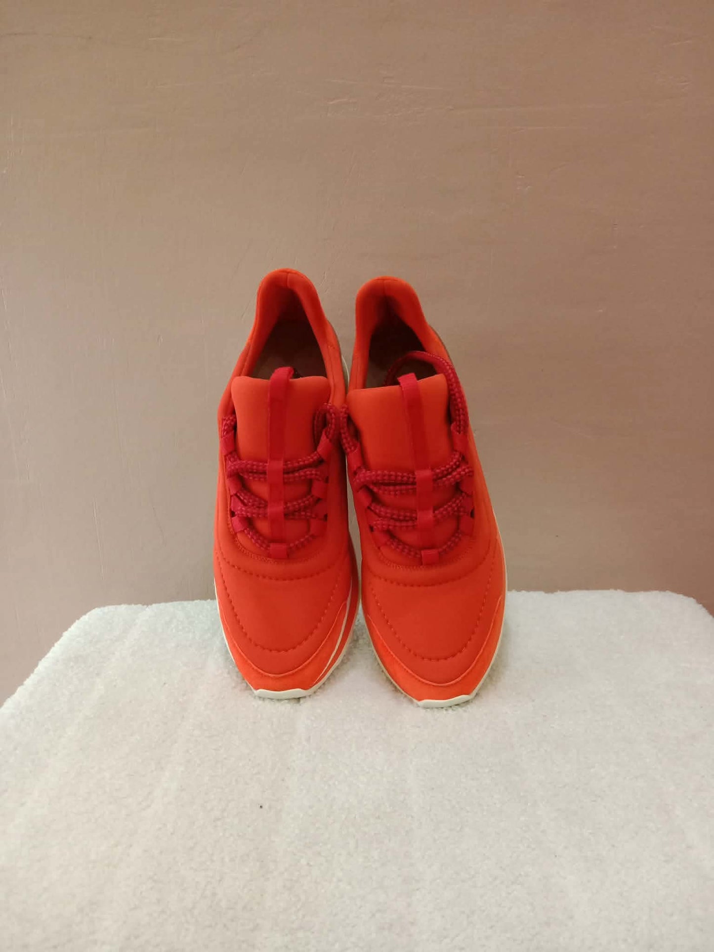 Hermes Miles Neoprene/Suede Sneakers Red Size 38
