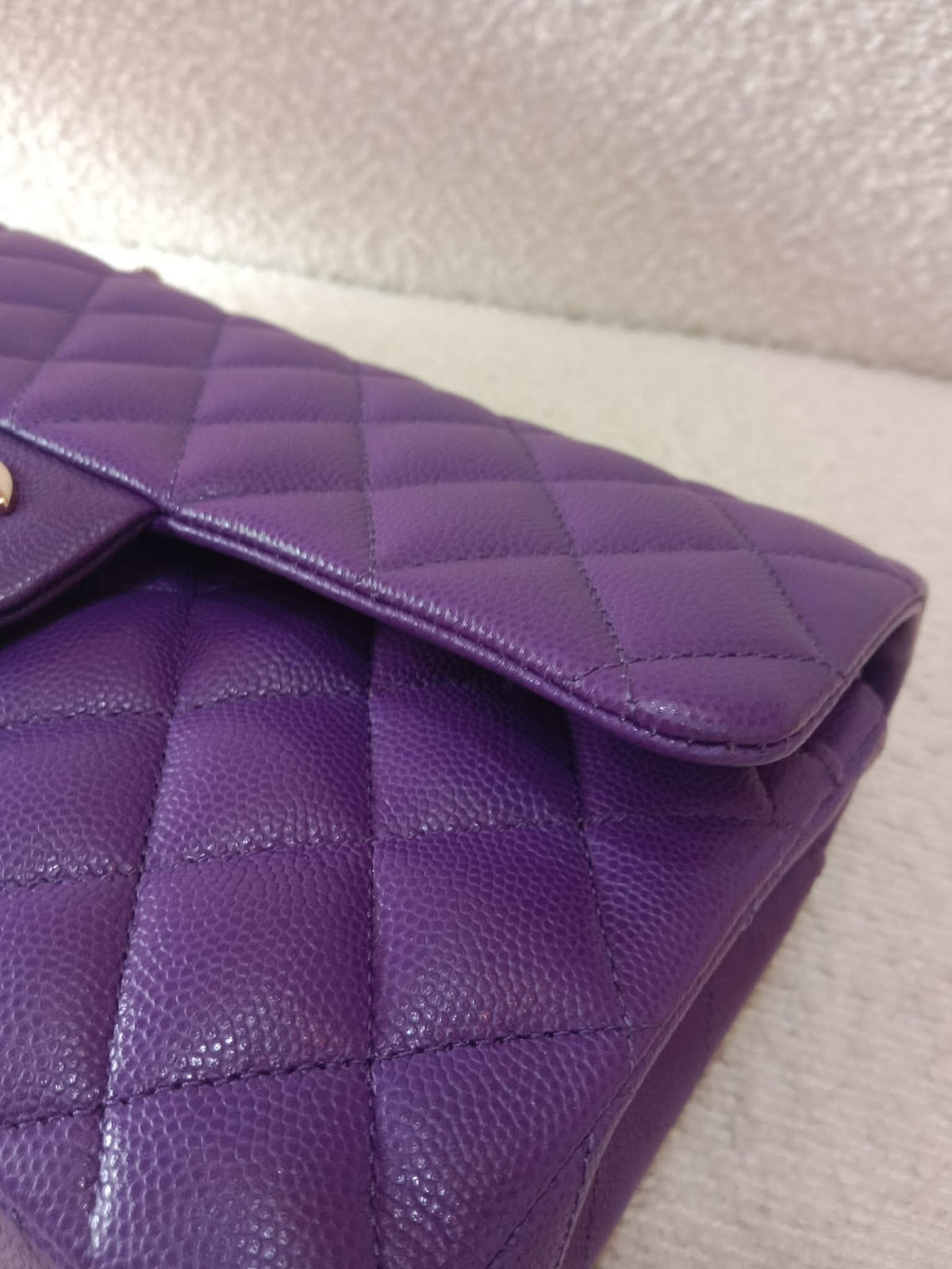 Chanel Metiers D'Art 2022 Timeless Classic Quilted Double Flap Small Caviar Microchipped Purple