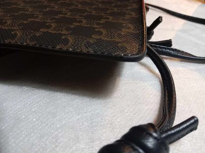 Celine Triomphe Phone Flap Pouch Black-Brown