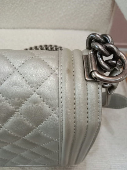 Chanel Le Boy Lambskin Old Medium Gray Series 20