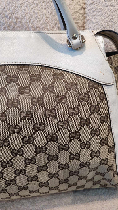 Gucci GG Canvas Trophy Bag Brown/White