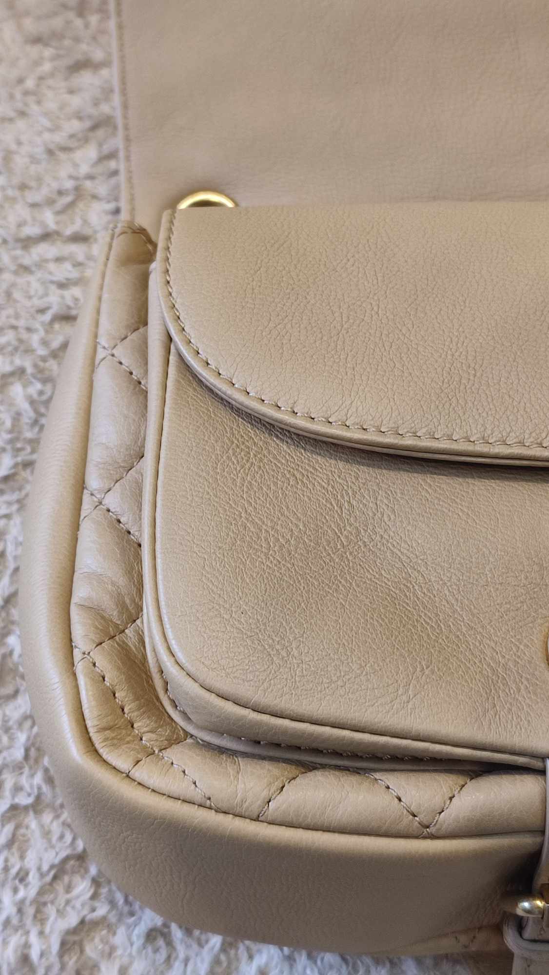 Chanel Messenger Flap Bag Lambskin Beige Series 27 Fullset