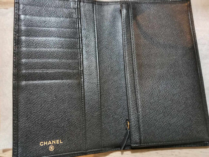 Chanel Black Leather Bifold Long Wallet Series 10