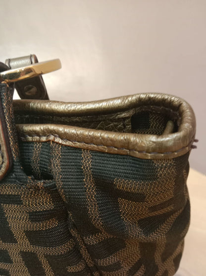 Fendi Zucca Canvas Trim Chef Shopper Tote Bag Brown