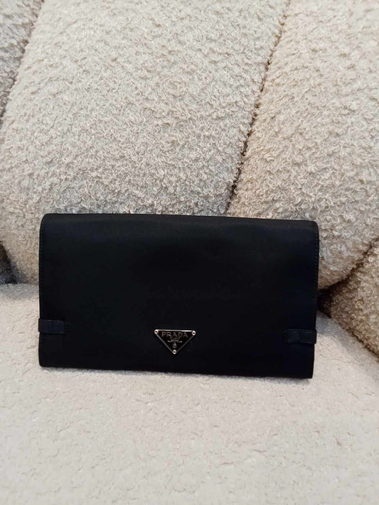 Prada Black Nylon Long Wallet