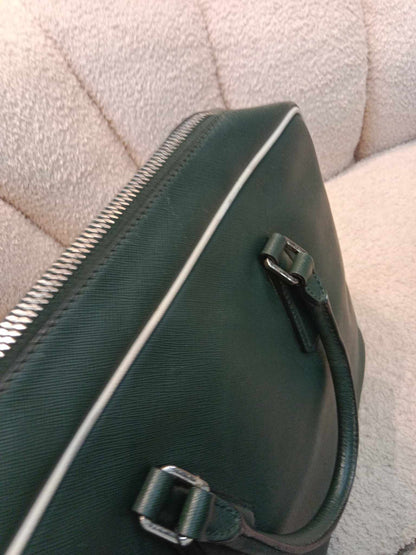 Prada Dark Green Leather Classic Laptop Bag