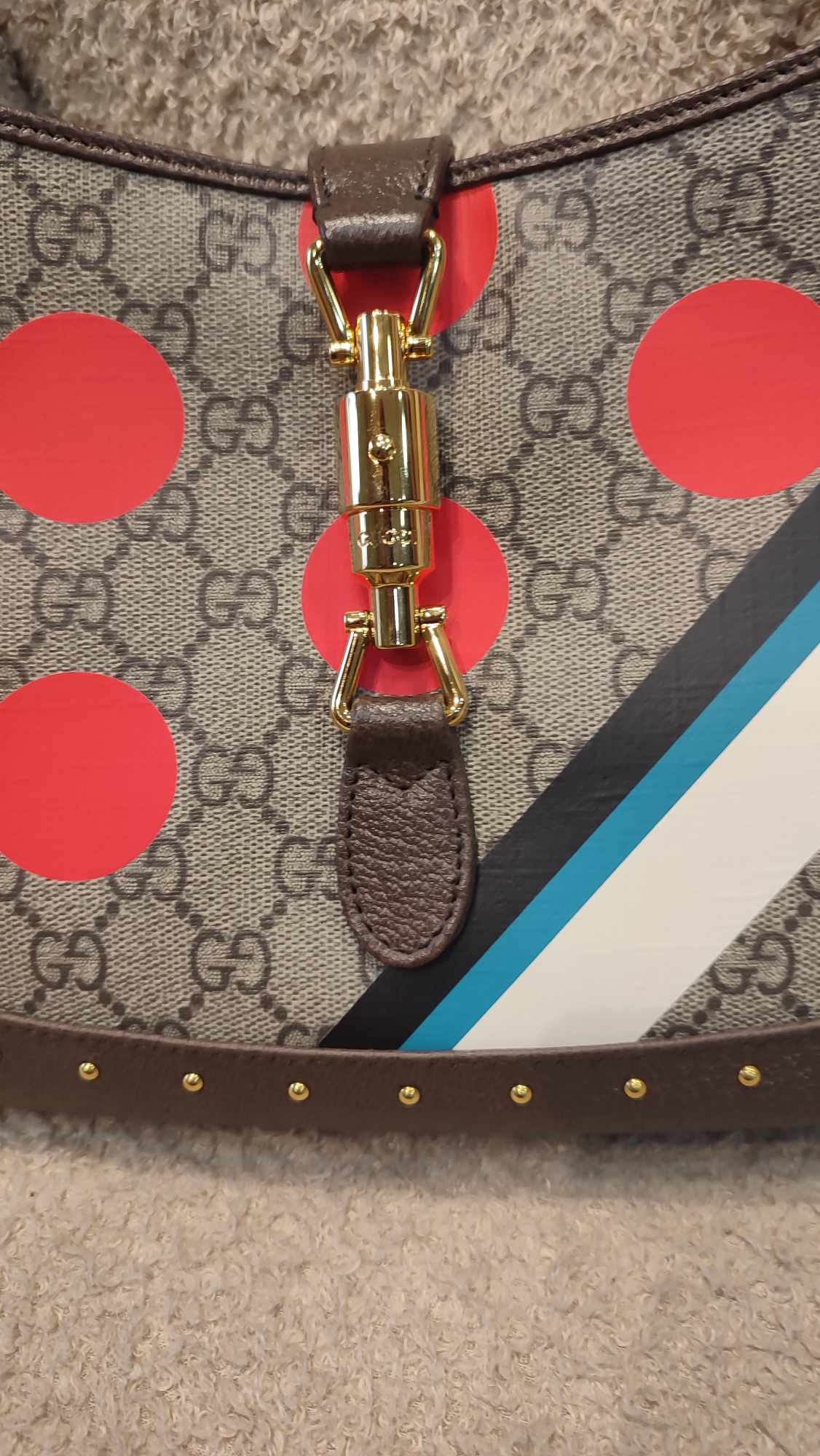 Gucci Jackie 1961 GG Supreme Studded Brown