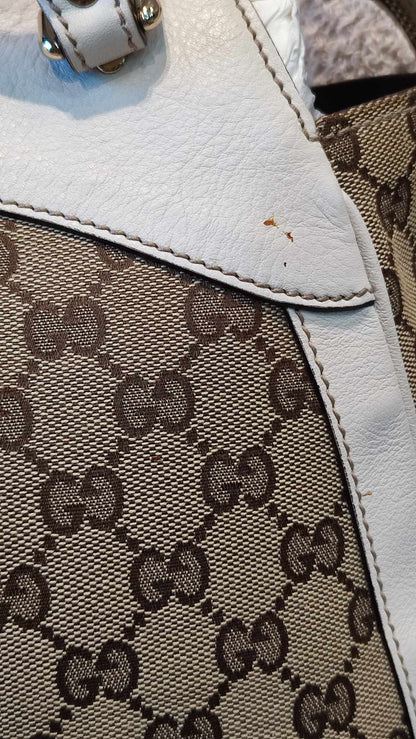 Gucci GG Canvas Trophy Bag Brown/White