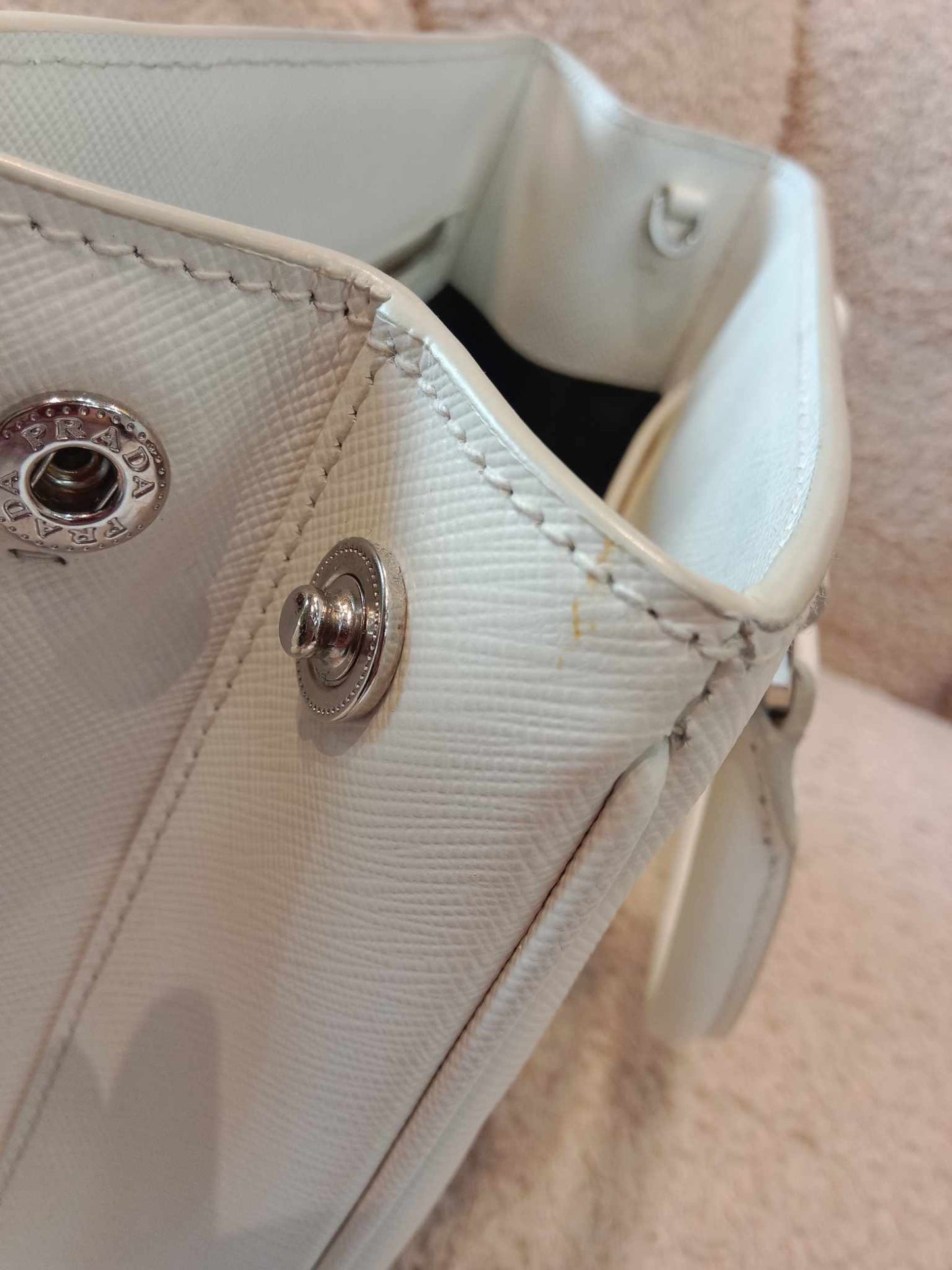 Prada Saffiano White Mini Galleria Tote