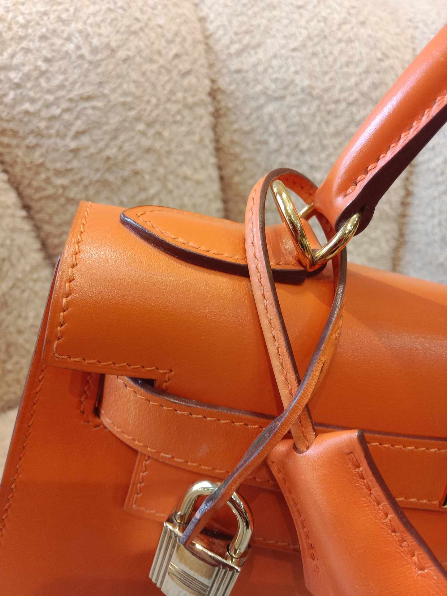 Hermes Kelly 28 Boxcalf Poppy Orange Stamp F Square