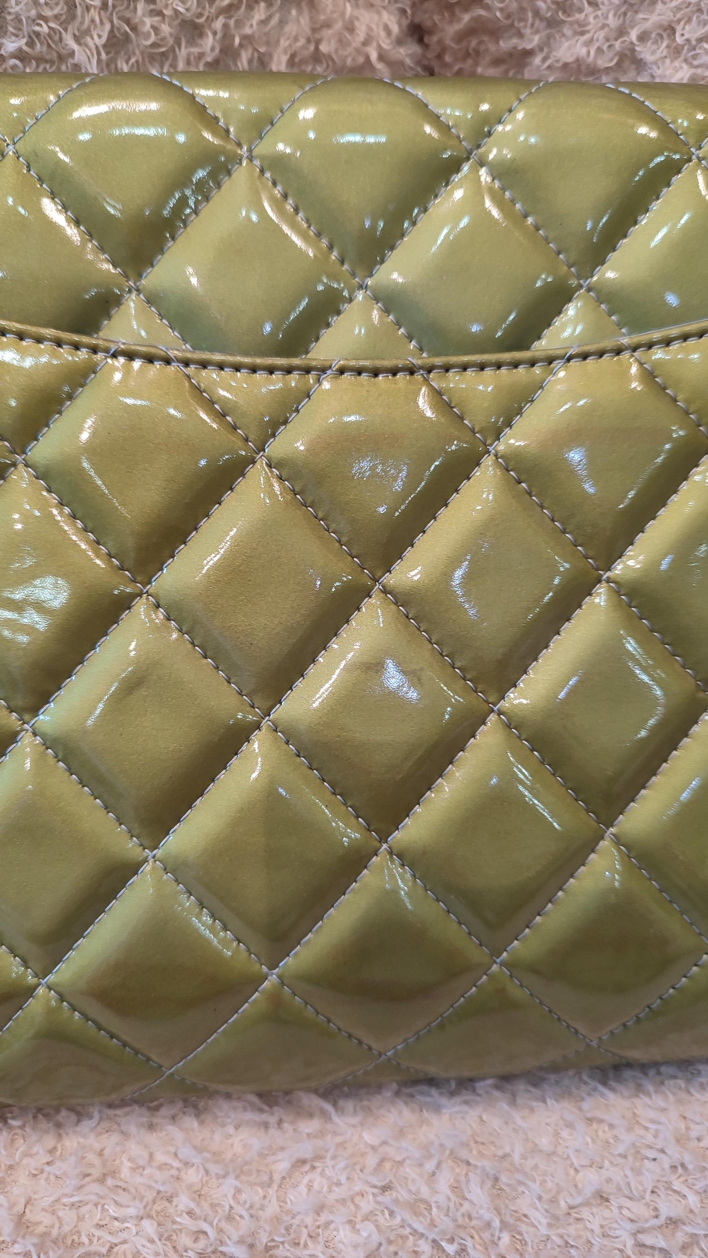 Chanel Chained Clutch Green/Blue Patent Series 17