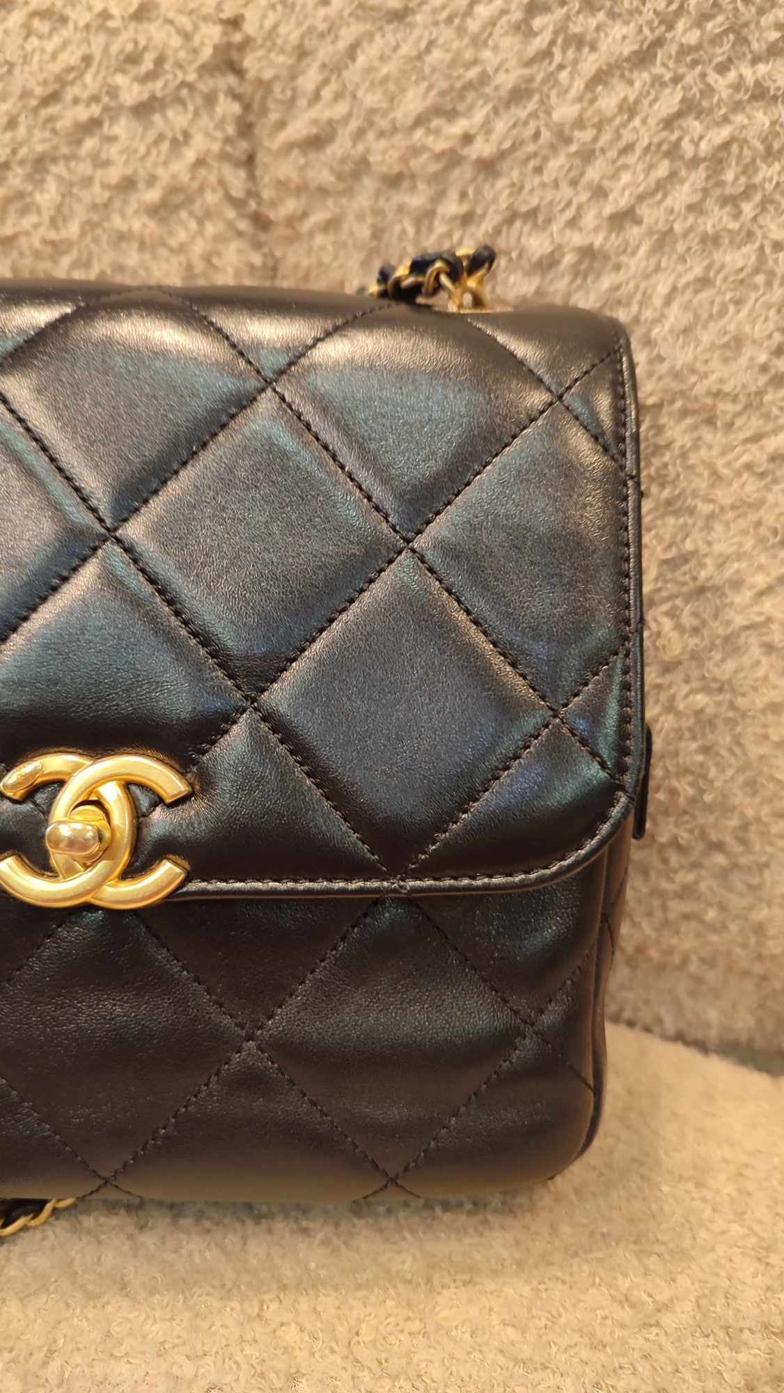 Chanel Square Flap Backpack Lambskin Microchipped