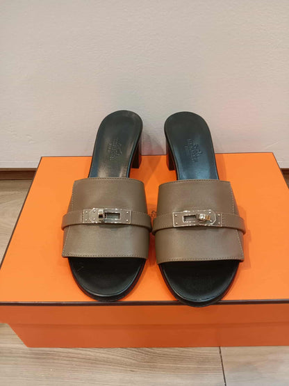 Hermes Kelly Sandals Etain Size 35.5