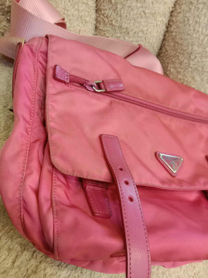 Prada Pink Tessuto Nylon/Leather Messenger Bag
