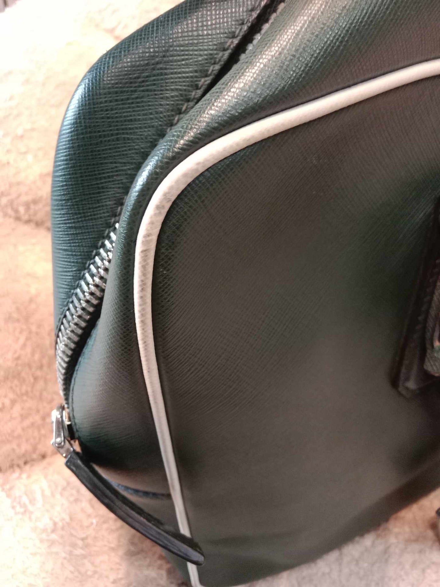 Prada Dark Green Leather Classic Laptop Bag