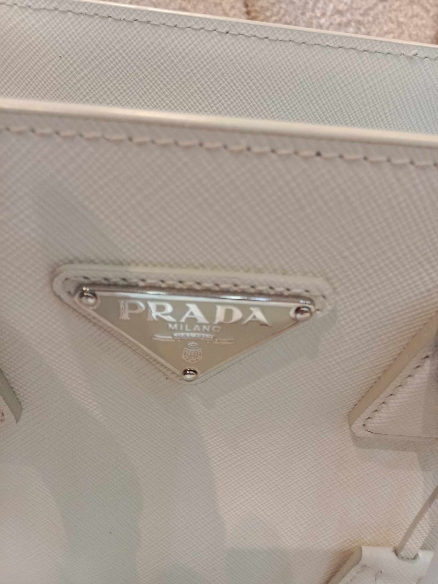 Prada Saffiano White Mini Galleria Tote