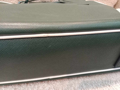 Prada Dark Green Leather Classic Laptop Bag