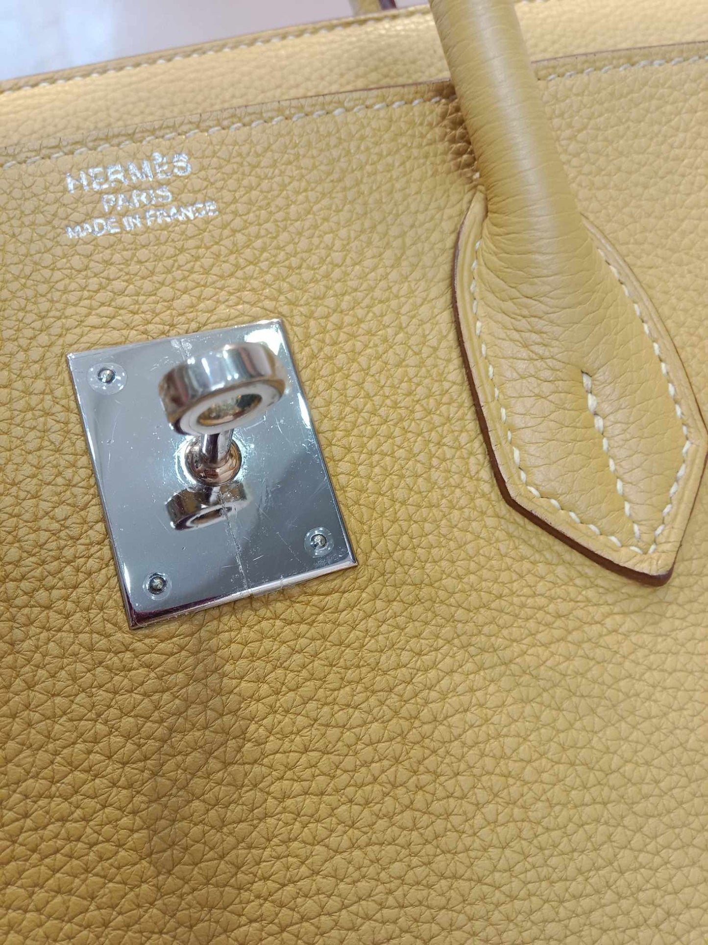 Hermes Birkin 35 Jaune Poussin Togo Stamp M Square 2009