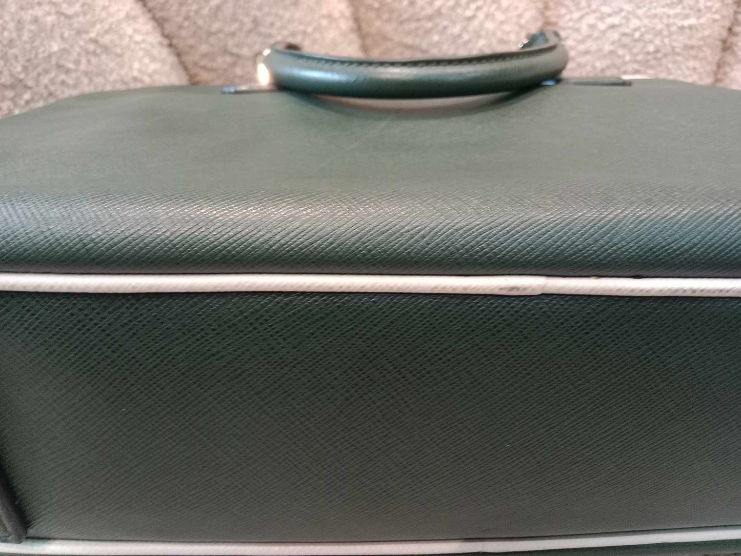 Prada Dark Green Leather Classic Laptop Bag