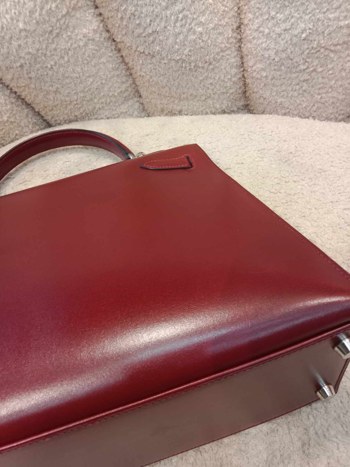 Hermes Kelly 32 Rouge Boxcalf Stamp E Square 2001